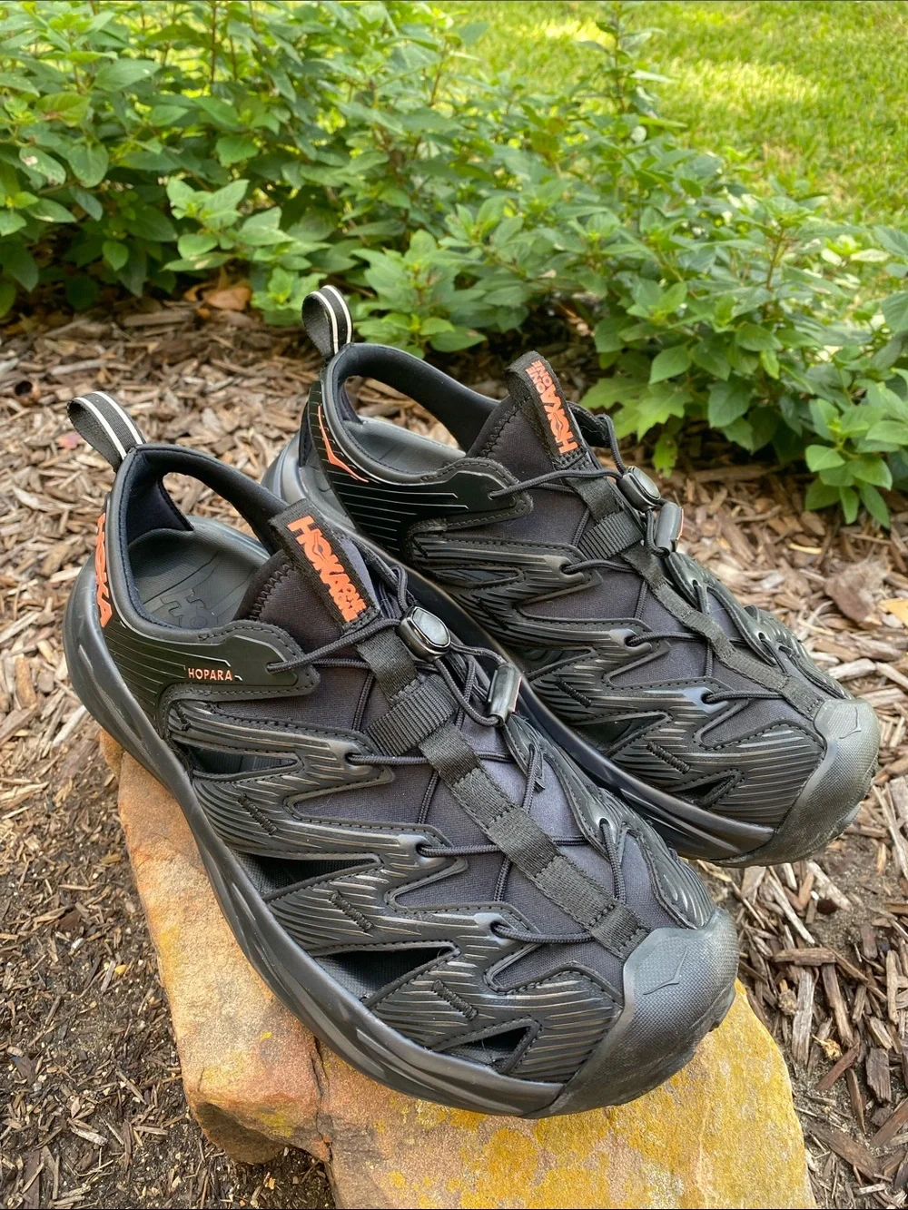 HOKA HOPARA Women's Water Shoes - Size 8.5 in Black/Coral Fusion